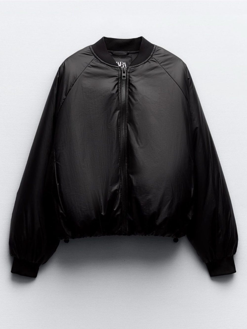 ZARA Black Shiny Bomber Jacket - Women's